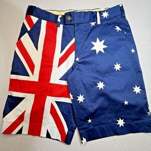 Loudmouth Shorts Mens 32 Multicolor Australian Flag Stars Chino Golf Casual